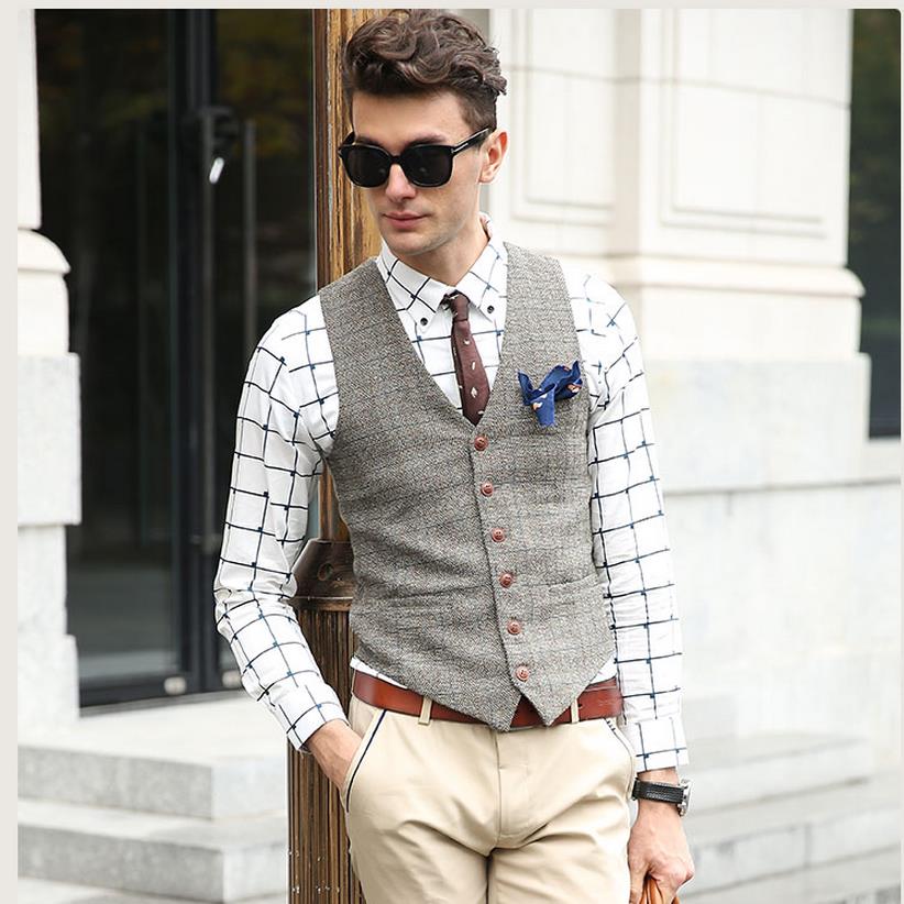 England Men S Suit Vest Business Sleeveless Casual Men S Jackets Waistcoat Tide Autumn And Winter