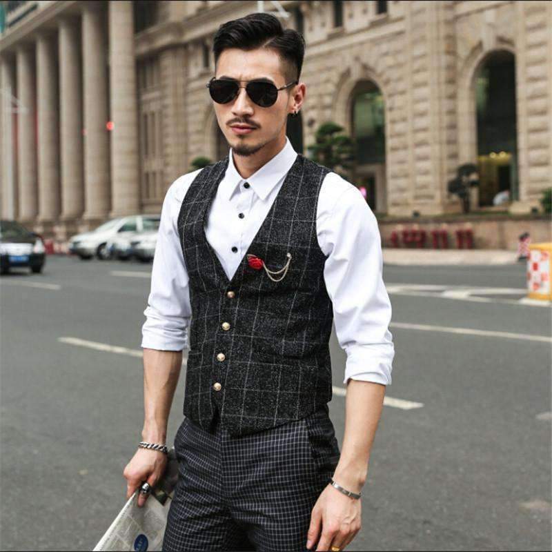 England Men S Suit Vest Business Sleeveless Casual Men S Jackets Waistcoat Tide Autumn And Winter