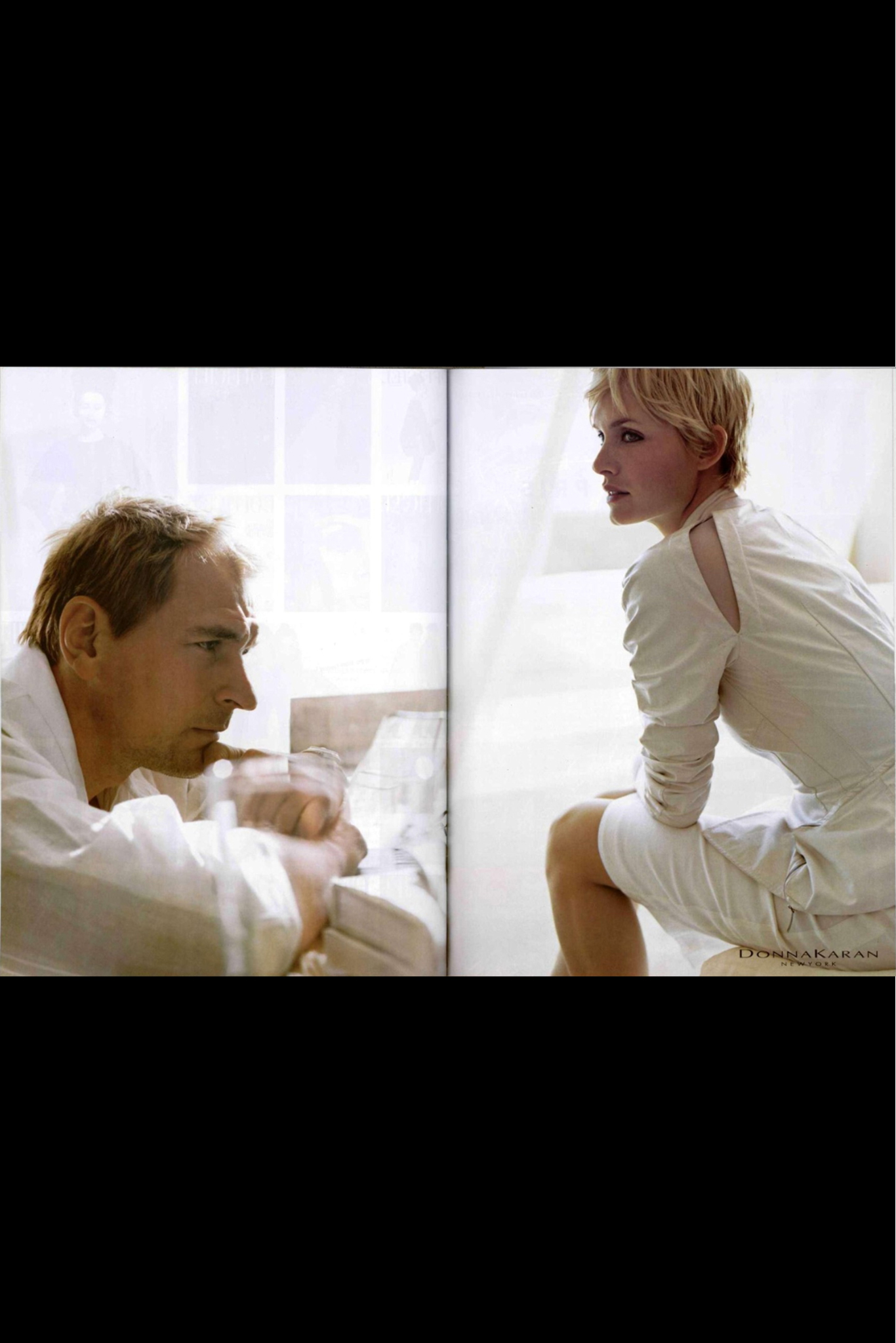 Julian Sands and Amber Valletta Donna Karan Spring 2002