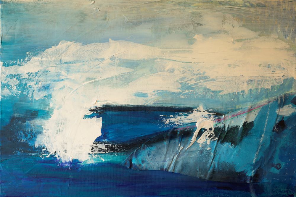 Jakopanec Jasmina Dio morskog dna dio neba kombinirana tehnika akril pastel kolaz 395x595cm 2024