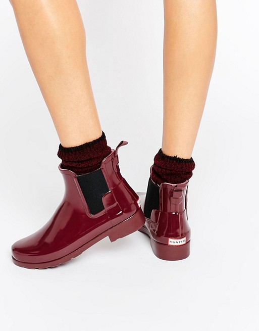 Hunter Original Refined Dulse Gloss Chelsea Wellington Boots asos