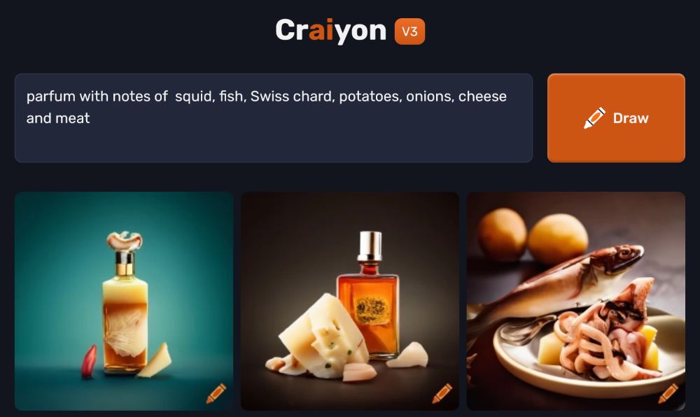 craiyon 141618 parfum with notes of squid fish Swiss chard potatoes onions cheese and meat1